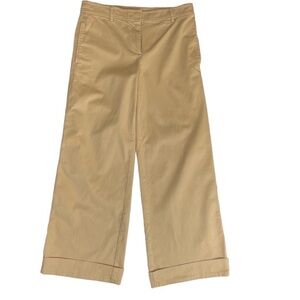 Ann Taylor Pant Womens 4 Wide Leg Brushed Cotton Flat Front Heavy Weight